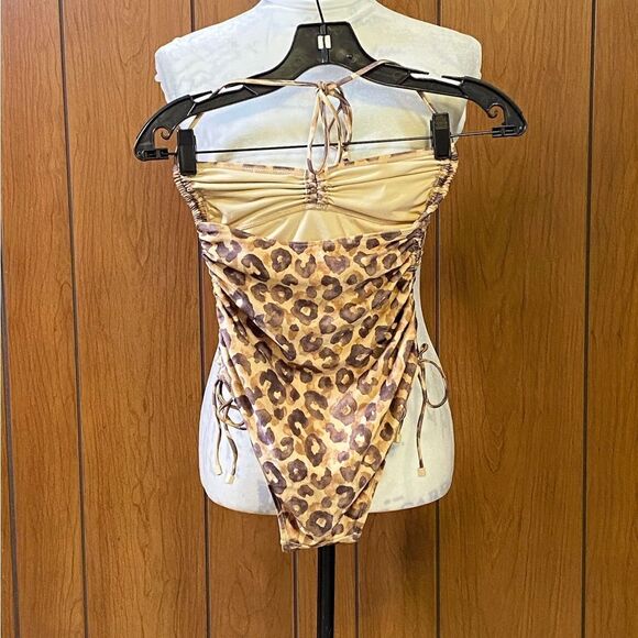 Zimmermann Ruched leopard-print halterneck swimsuit size 0/us size 4 - Picture 4 of 7